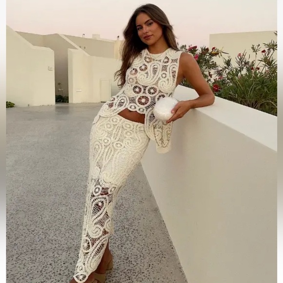 NEW ZARA COTTON ASYMMETRIC CROCHET STRAW SKIRT SZ S REF 2712/012 - Picture 8 of 16